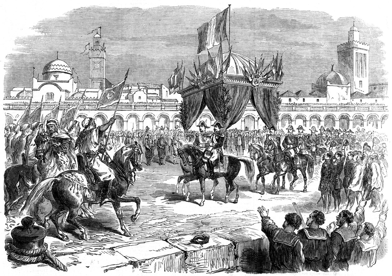 استقبال إمبراطور فرنسا على رصيف الجزائر ، 1865 بواسطة غير معروف