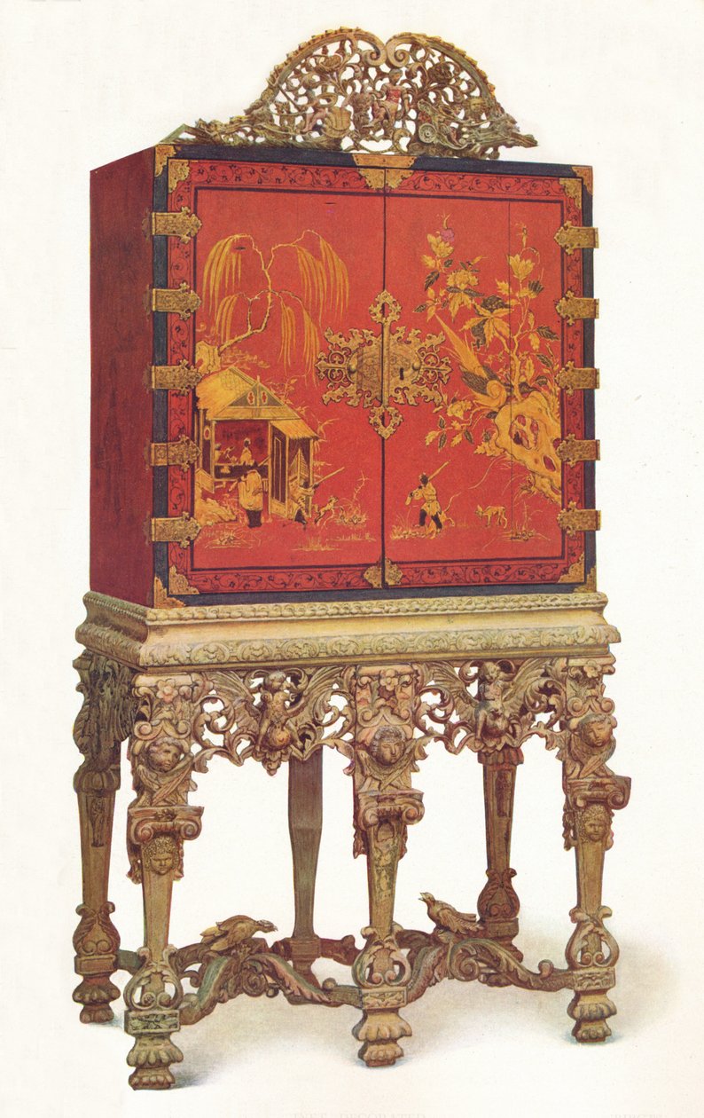 خزانة ورنيش باللونين الأحمر والذهبي ، c1695 ، 1936 بواسطة غير معروف