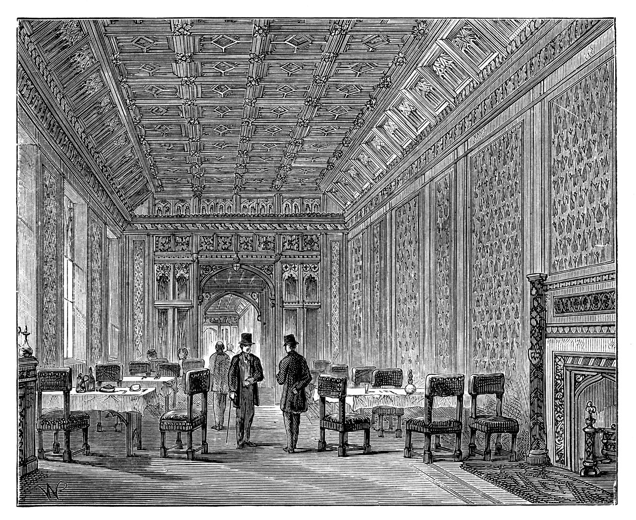 غرفة المرطبات ، مجلس اللوردات ، قصر وستمنستر ، لندن ، c1888 بواسطة غير معروف