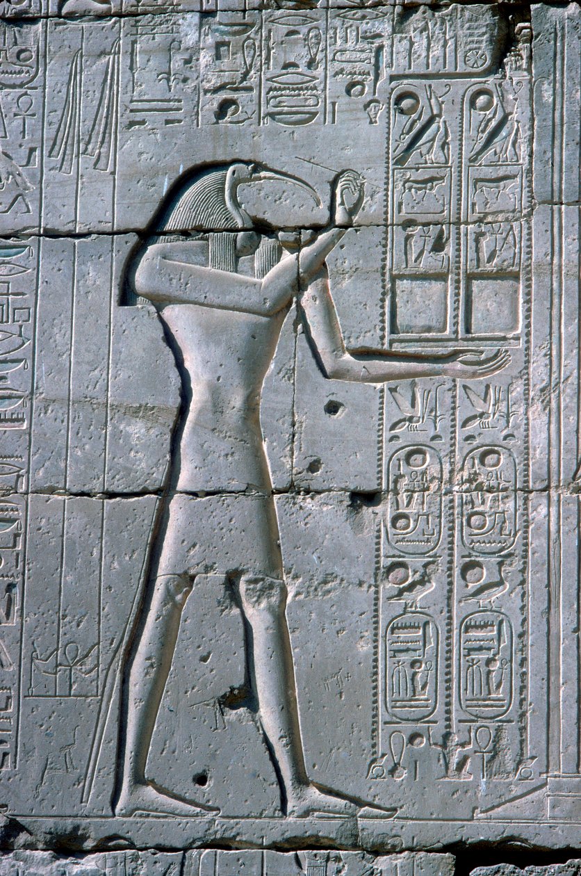 نقش يظهر تحوت ، الرامسيوم ، معبد رعمسيس الثاني ، الأقصر ، مصر ، حوالي 1300 قبل الميلاد بواسطة غير معروف
