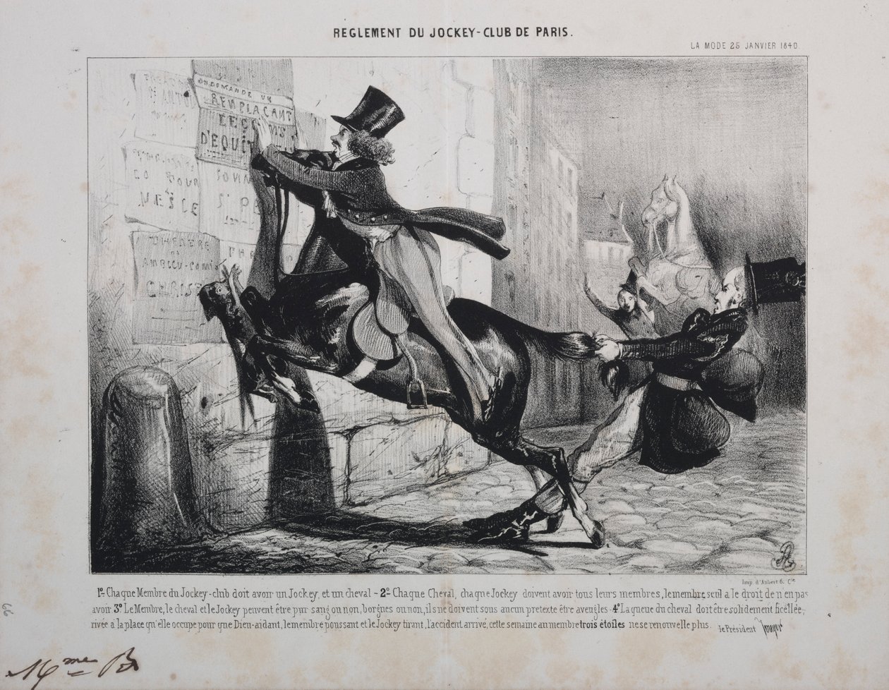 قواعد نادي جوكي في باريس: يجب أن يكون لكل عضو في نادي جوكي لعبة جوكي ... ، 1800s. بواسطة غير معروف