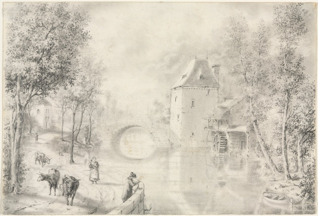 طريق الجسر القديم ، 1800s. بواسطة غير معروف