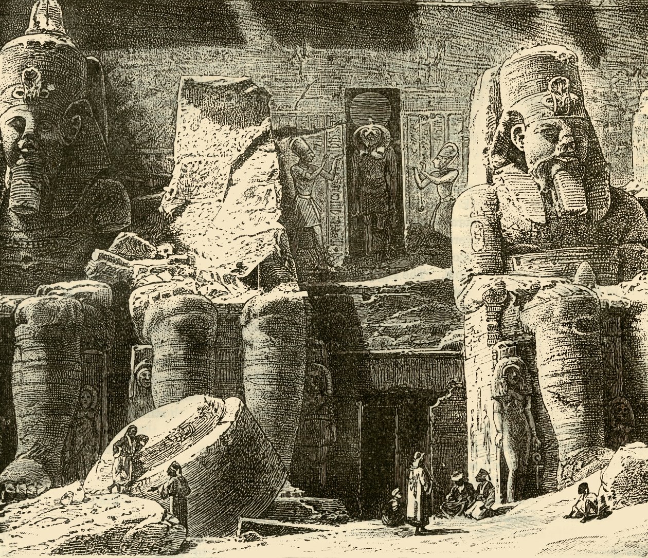 معابد الصخور في أبوسيمبل ، 1890. بواسطة غير معروف