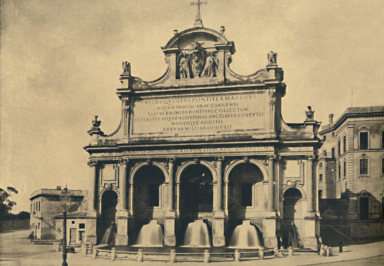 روما - نافورة قناة بول الخامس ، التي أقيمت من تصاميم فونتانا في 1612 ، 1910 بواسطة غير معروف