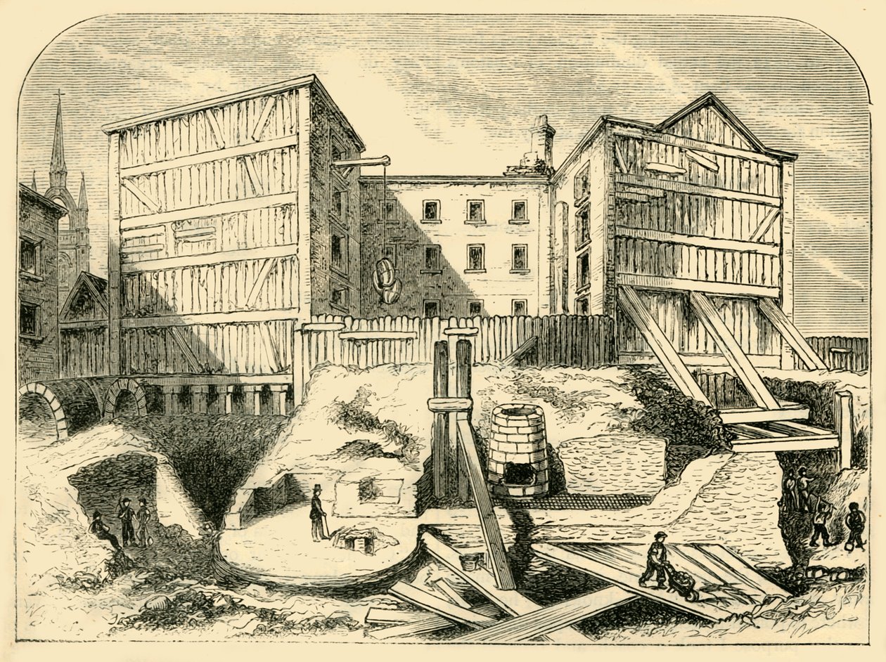 العثور على بقايا رومانية في بيلينجسجات ، c1872. بواسطة غير معروف