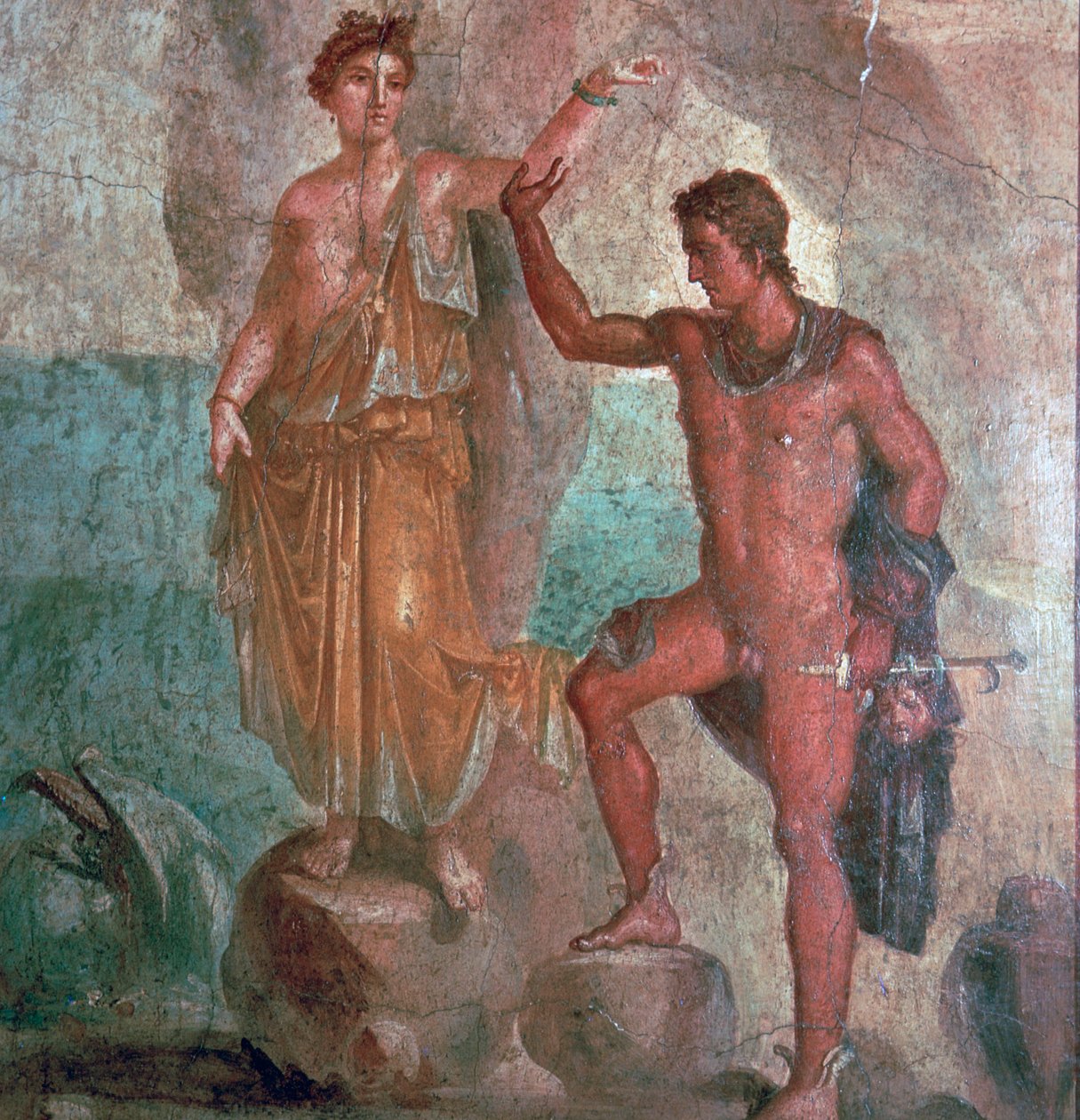 لوحة جدارية رومانية من House of the Dioscuri في بومبي ، القرن الأول بواسطة غير معروف
