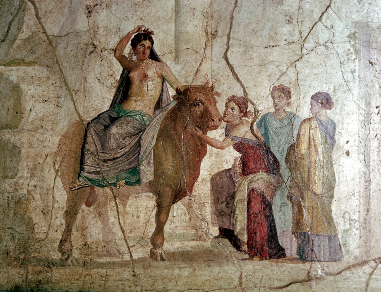 لوحة جدارية رومانية لـ The Rape of Europa ، House of Jason ، بومبي ، إيطاليا بواسطة غير معروف