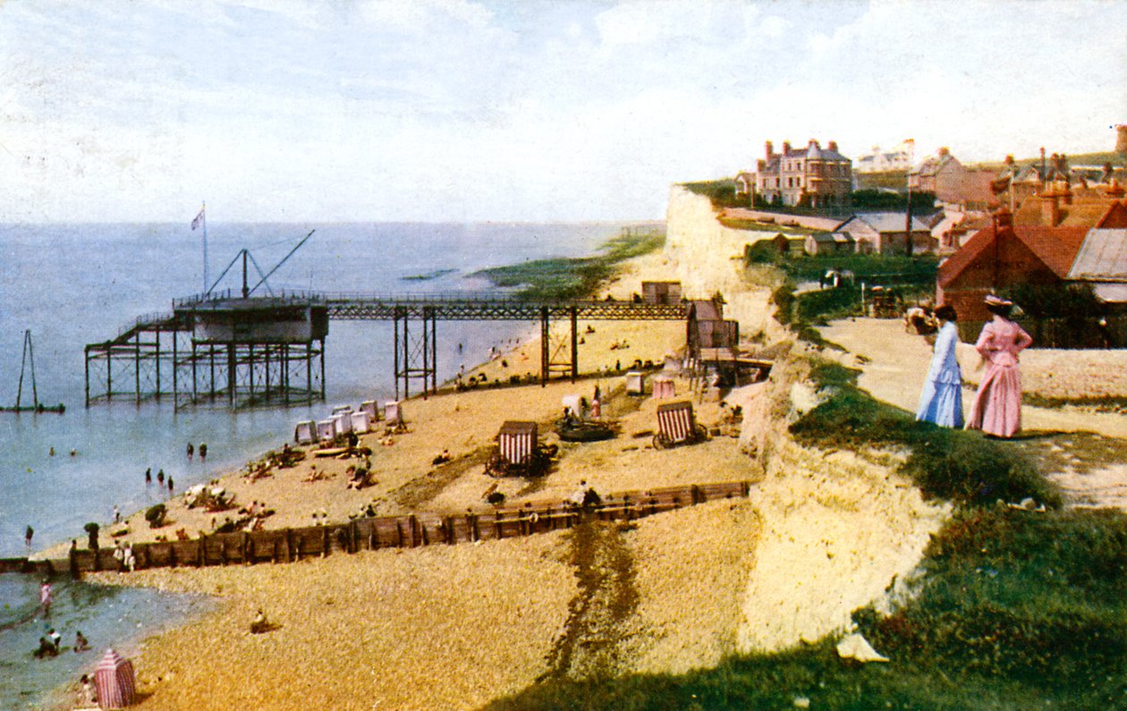 شاطئ Rottingdean ، شرق ساسكس ، ينظر إلى الغرب ، c1900s-1920s بواسطة غير معروف