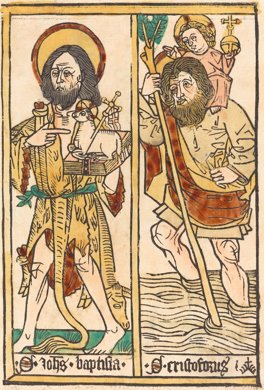 القديس يوحنا المعمدان والقديس كريستوفر 1470-1480. بواسطة غير معروف