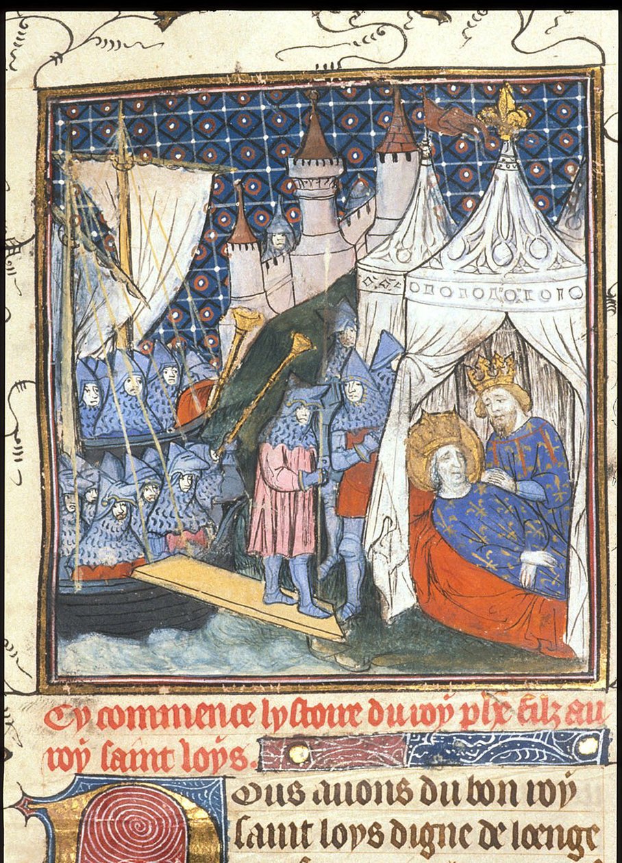 توفي سانت لويس خلال حملته الثانية في تونس من Chroniques de France ou de St Denis بعد عام 1380 بواسطة غير معروف