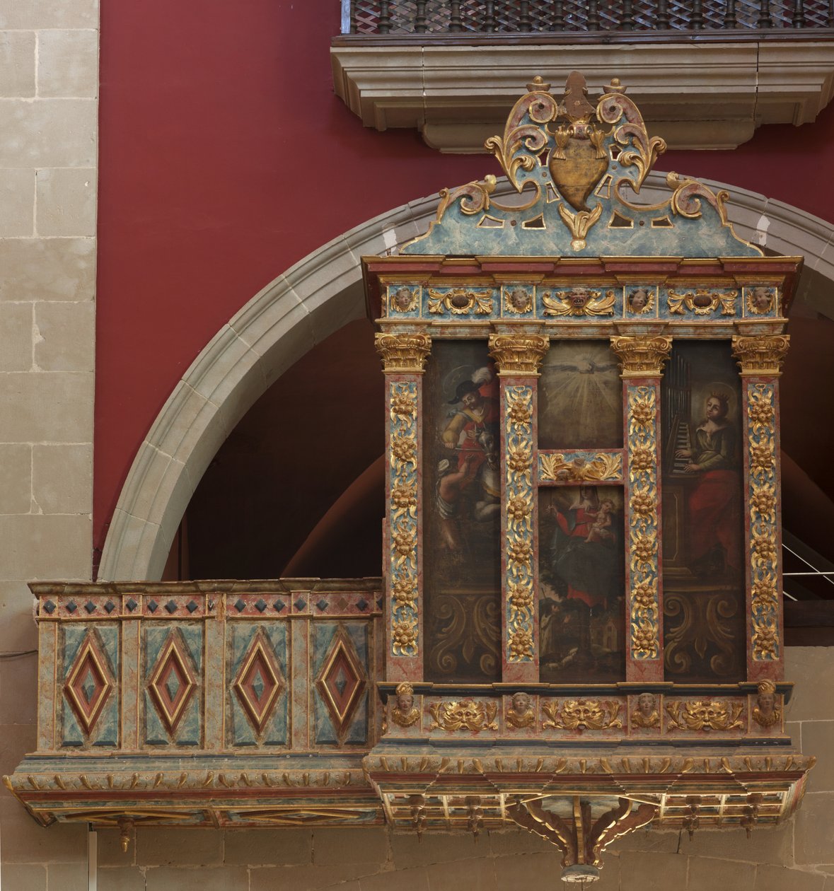 Sanctuary (El Miracle). The church. Interior. The organ. Wood polychromed construction. Three paintings on canvas (?). 1593. بواسطة غير معروف