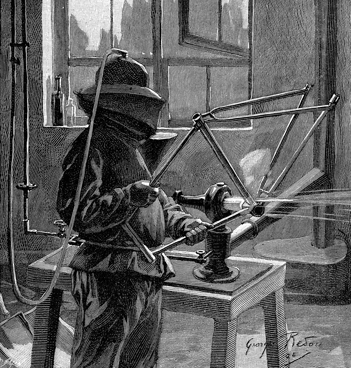 السفع الرملي لمفاصل إطار دراجة ، فرنسا ، 1896 بواسطة غير معروف