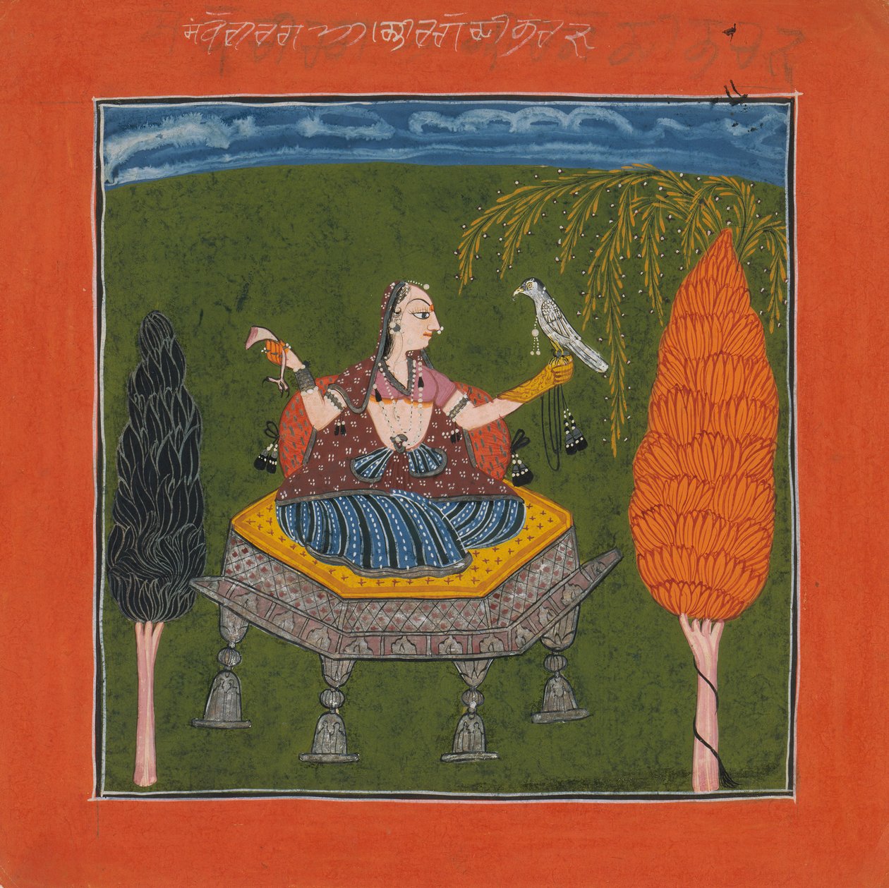 سانفيري راجيني ، صفحة من جارلاند سلسلة Ragamala من وسائط موسيقية ، كاليفورنيا. 1700-1710. بواسطة غير معروف