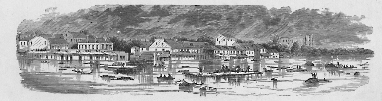 مشهد في باتون روج خلال فيضانات 1874 ، 1883 بواسطة غير معروف