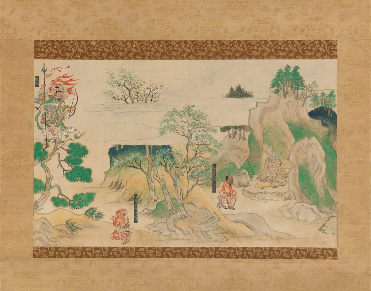 مشهد من The Illustrated Legends of Jin'oji Temple Jin'oji engi emaki ، أوائل القرن الرابع عشر. بواسطة غير معروف