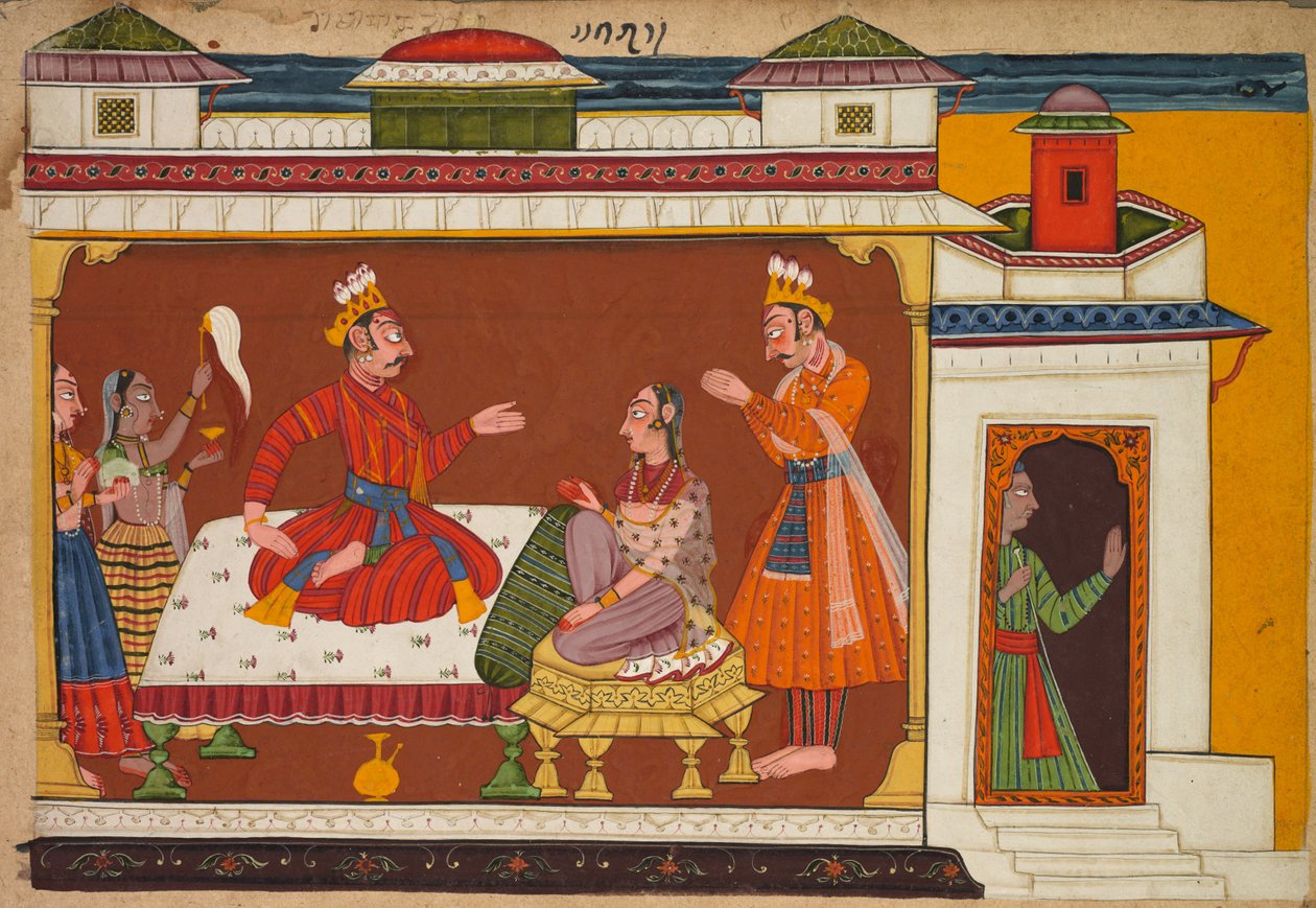 مشهد من تاريخ شانغري رامايانا أو راما ، 1690-1710. بواسطة غير معروف