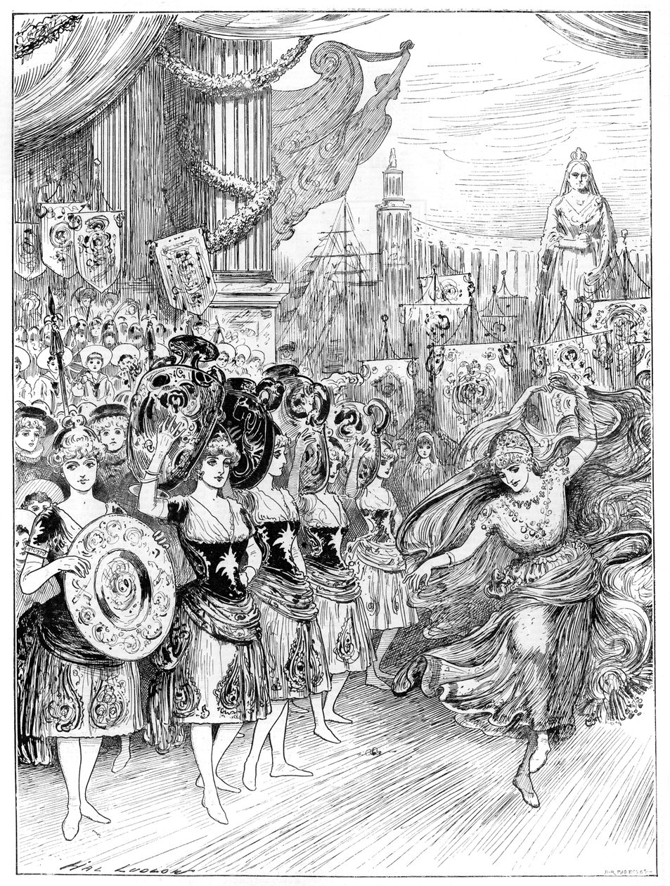 مشهد من فن التمثيل الإيمائي The Forty Thieves في مسرح Dury Lane ، لندن ، 1887 بواسطة غير معروف
