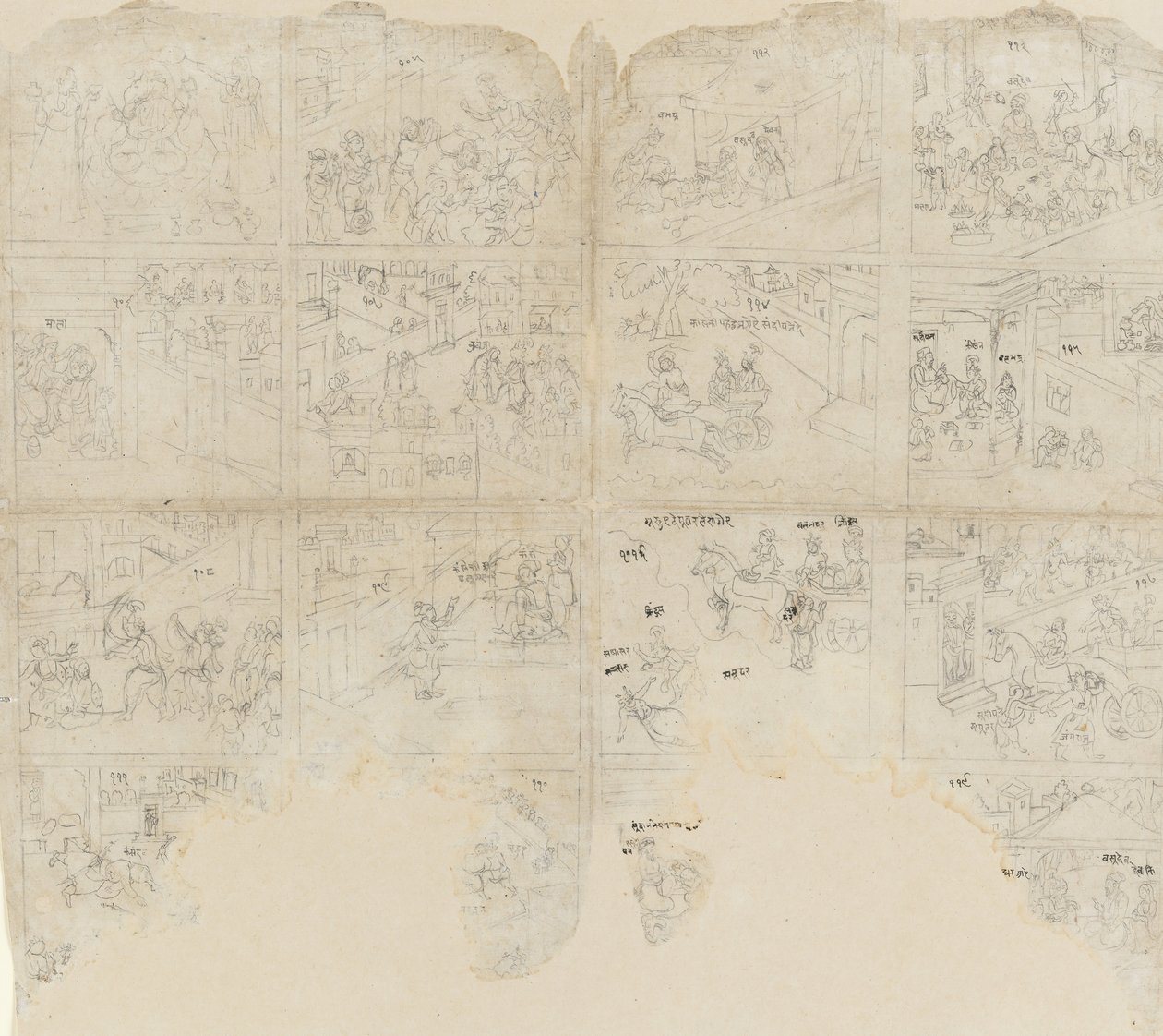 مشاهد من Bhagavata Purana ، أوائل القرن التاسع عشر. بواسطة غير معروف