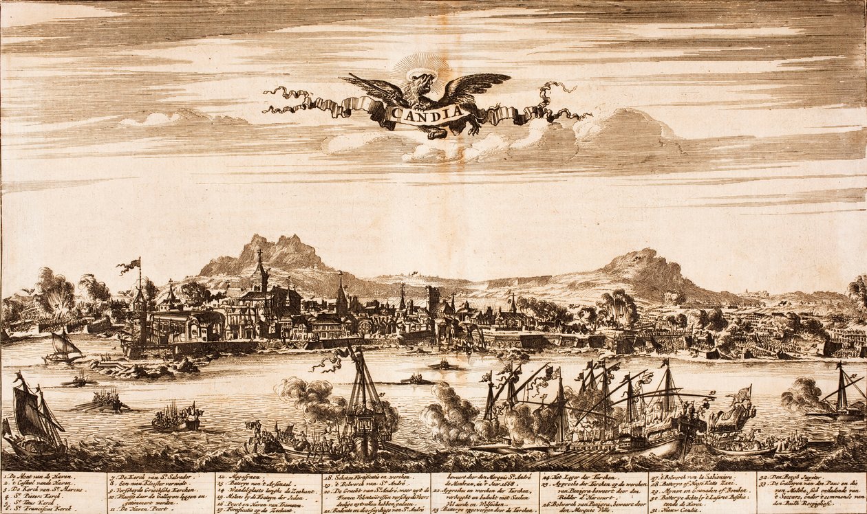 معركة بحرية أثناء حصار كانديا من: مشهد الحرب ، 1675. بواسطة غير معروف