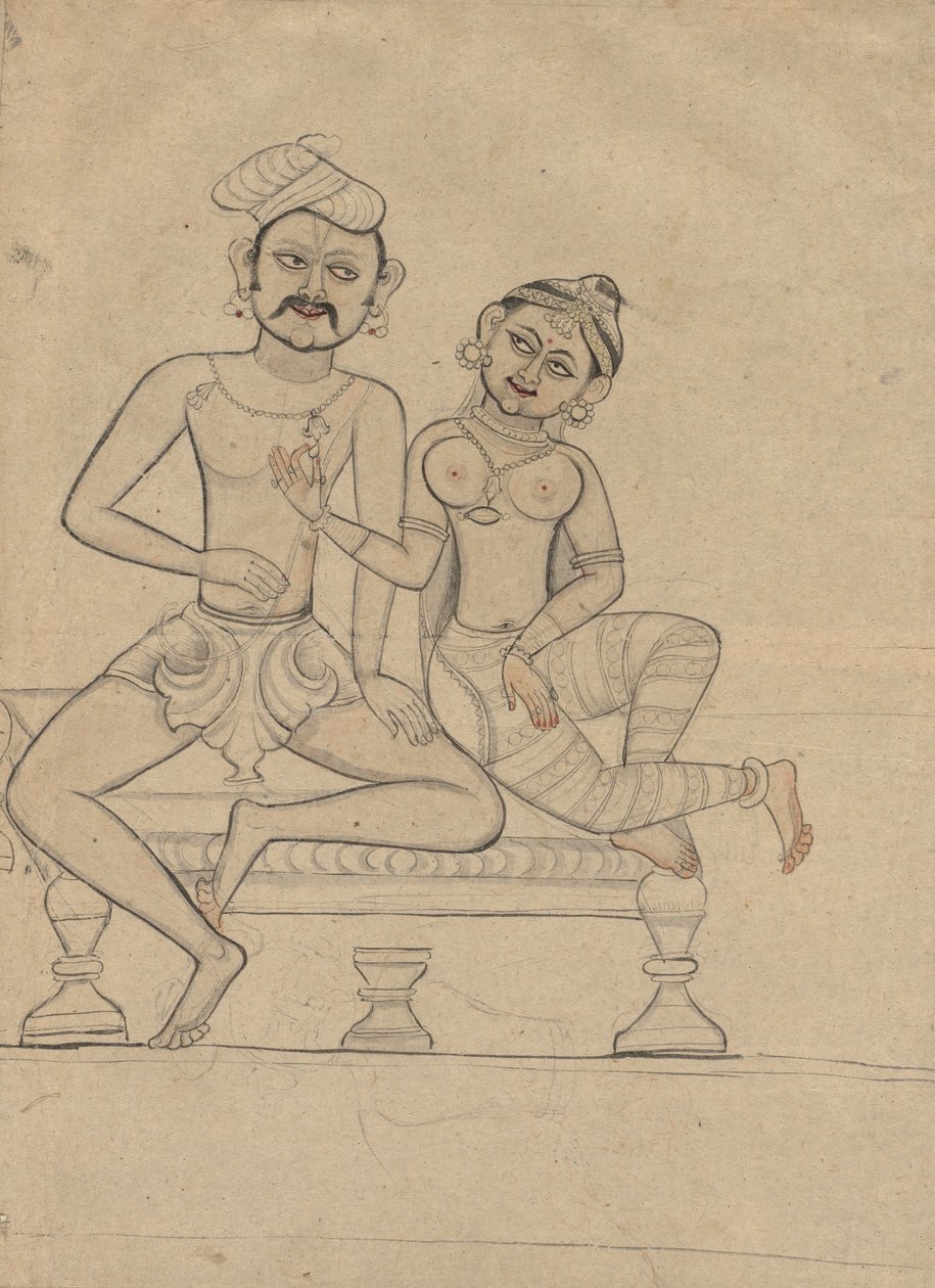زوجين جالسين ، ج. 1800. بواسطة غير معروف