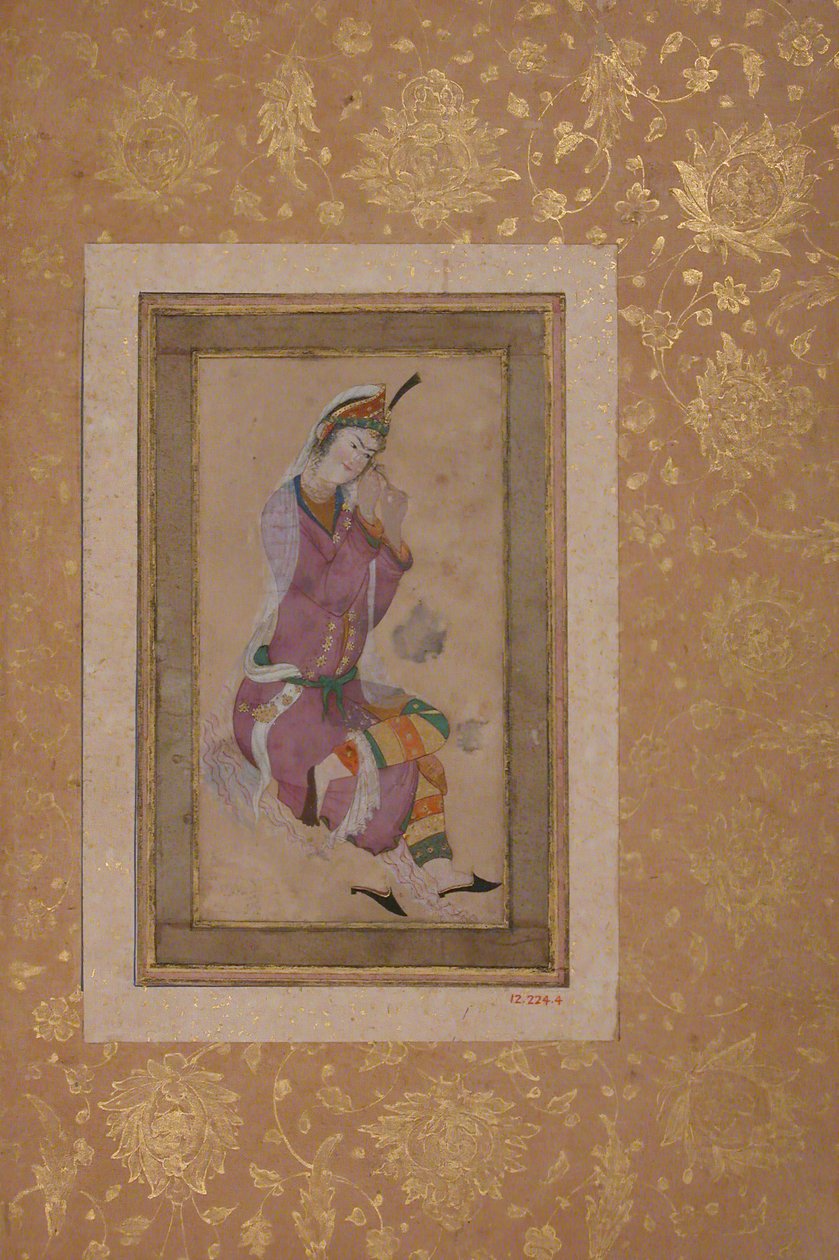 امرأة جالسة تجعد شعرها ، أواخر القرن السادس عشر وأوائل القرن السابع عشر. بواسطة غير معروف