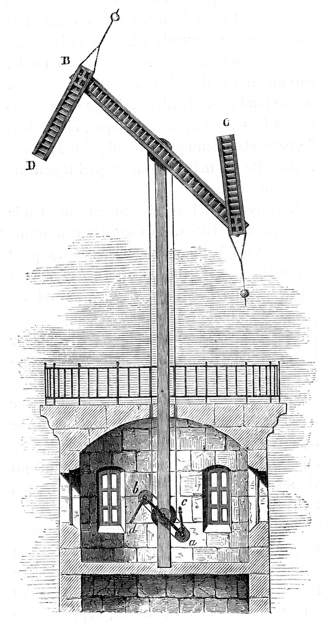 مشهد مقطعي لبرج تلغراف لسيود كلود شابس ، 1792 ، c1870 بواسطة غير معروف