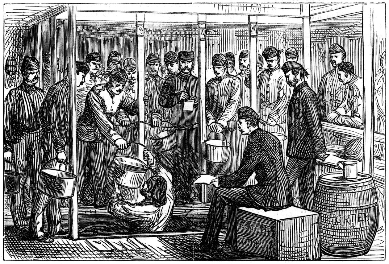 خدمة العتال على متن سفينة عسكرية ، 1878 بواسطة غير معروف