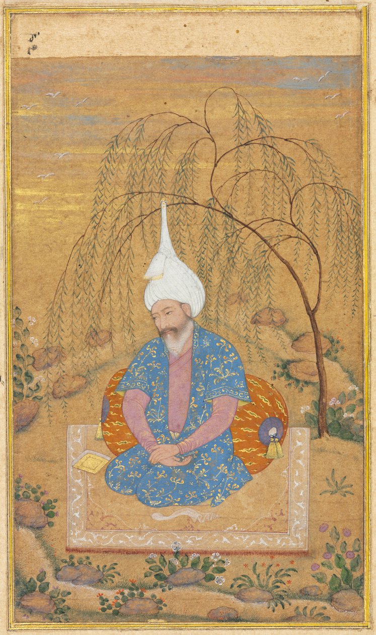 شاه طهماسب الأول 1514-1576 جالسًا في منظر طبيعي ، ج. 1575. بواسطة غير معروف