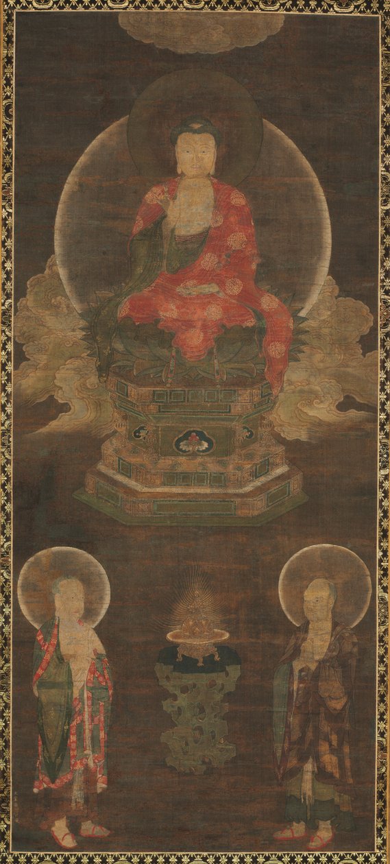Shakyamuni Triad: بوذا حضرها بوذا مانجوشري وسامانتابهادرا ، أواخر القرن الثالث عشر. بواسطة غير معروف