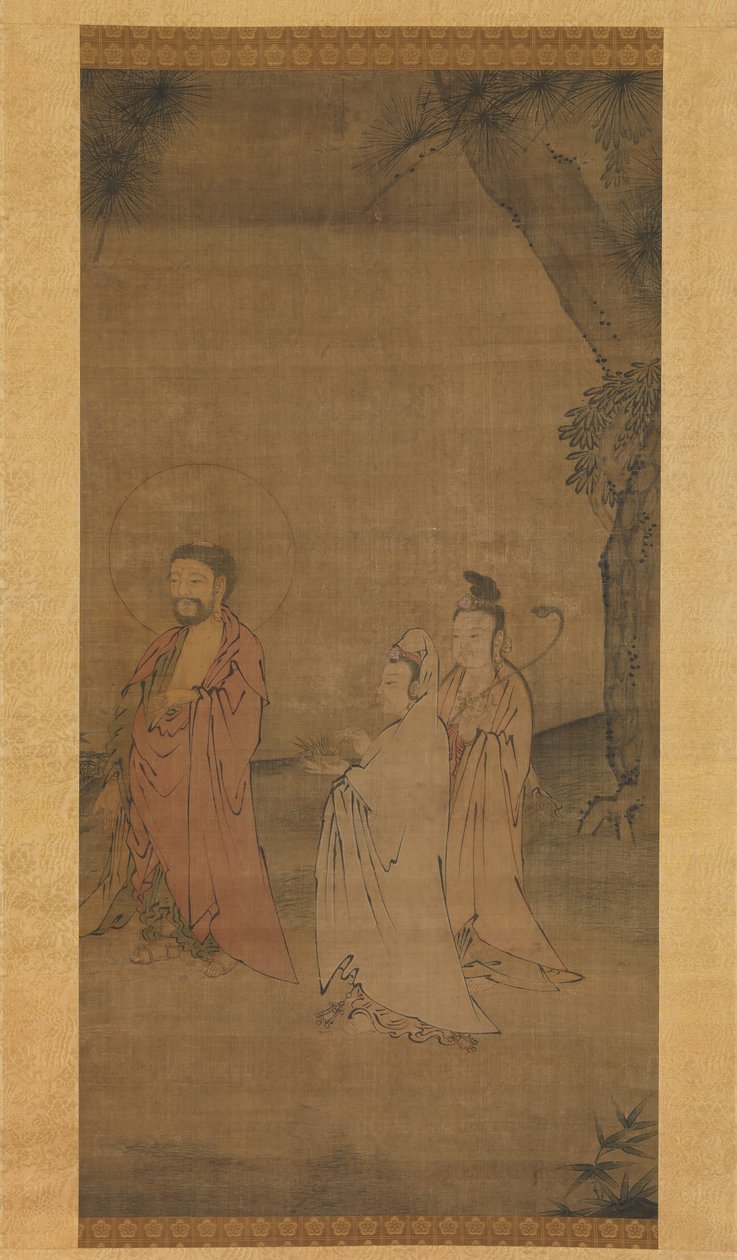 شاكياموني ينزل من الجبال ، أواخر القرن الثالث عشر وأوائل القرن الرابع عشر. بواسطة غير معروف