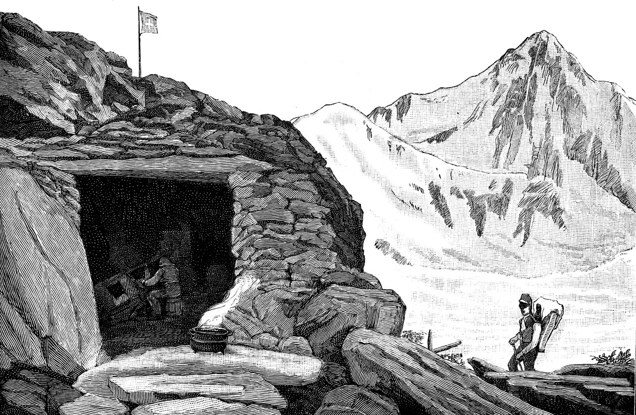 مأوى بناه عالم الجليد لويس أغاسيز ، نهر آار الجليدي ، سويسرا ، 1840 1885 بواسطة غير معروف