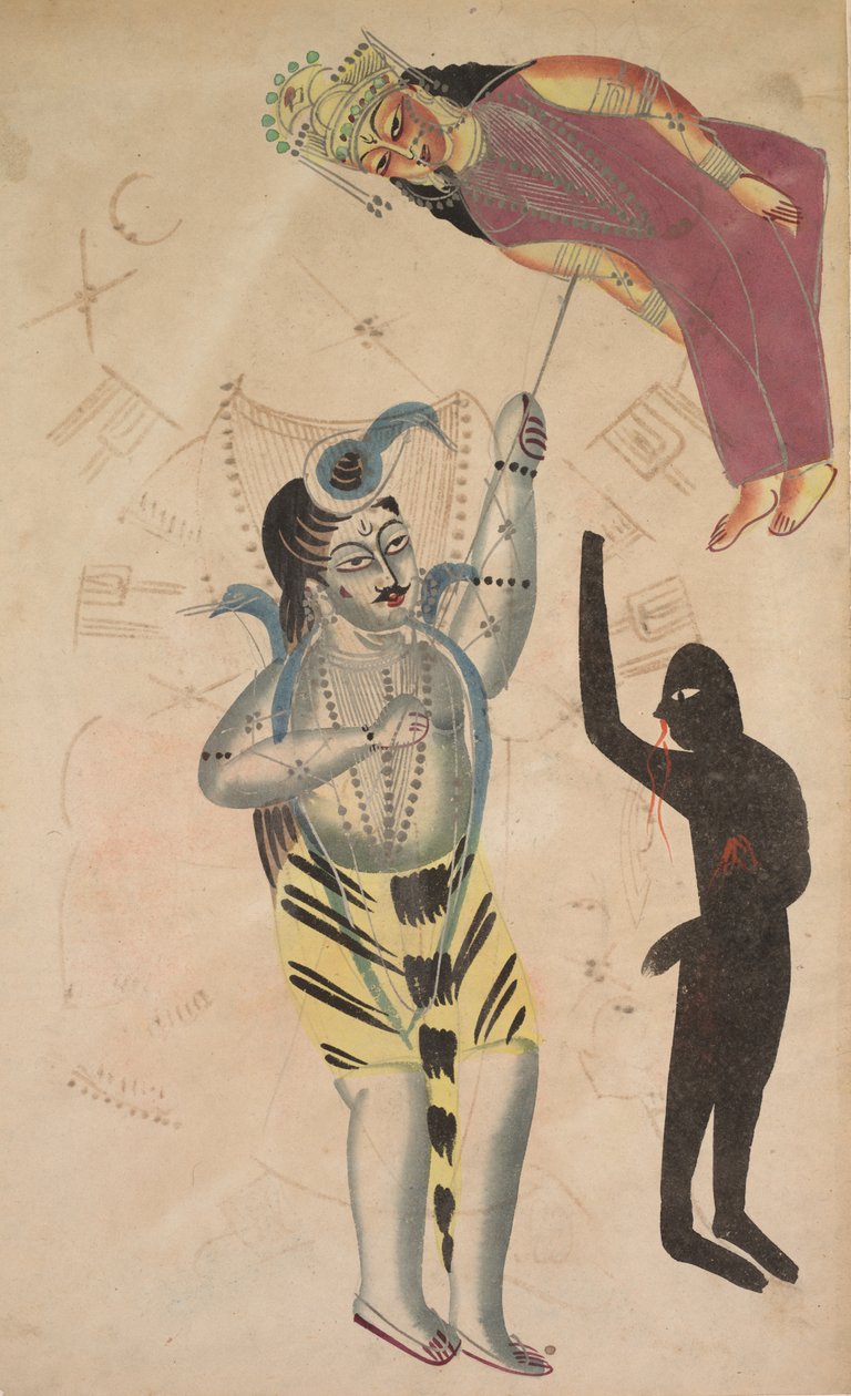 شيفا يحمل جثمان ساتيه ، 1800s. بواسطة غير معروف