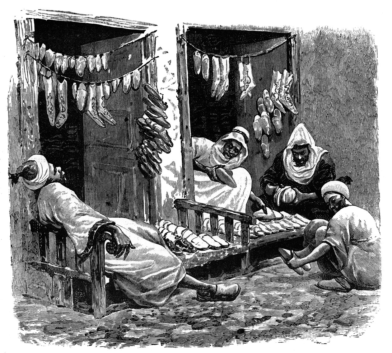 محل أحذية في فاس ، المغرب ، c1890 بواسطة غير معروف