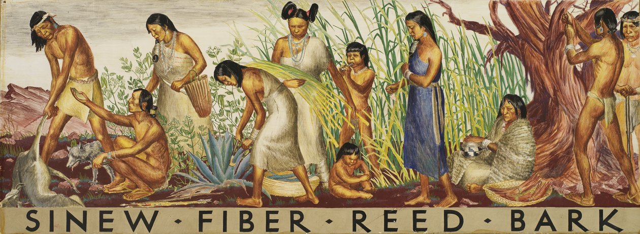 Sinew، Fiber، Reed، Bark Mural Study، ca. 1933-1943. بواسطة غير معروف