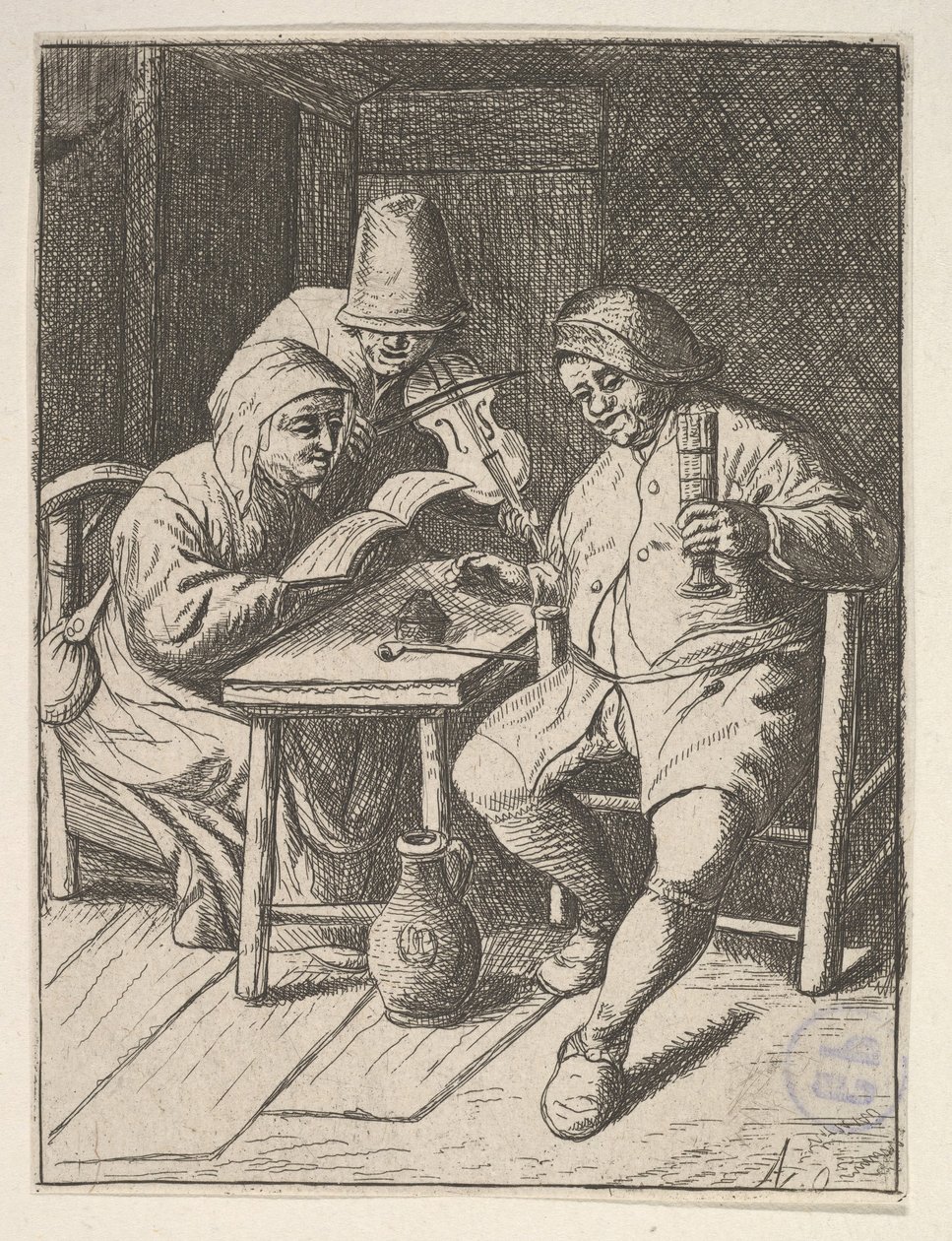 غناء الأزواج والكمان ، 1610-85. بواسطة غير معروف