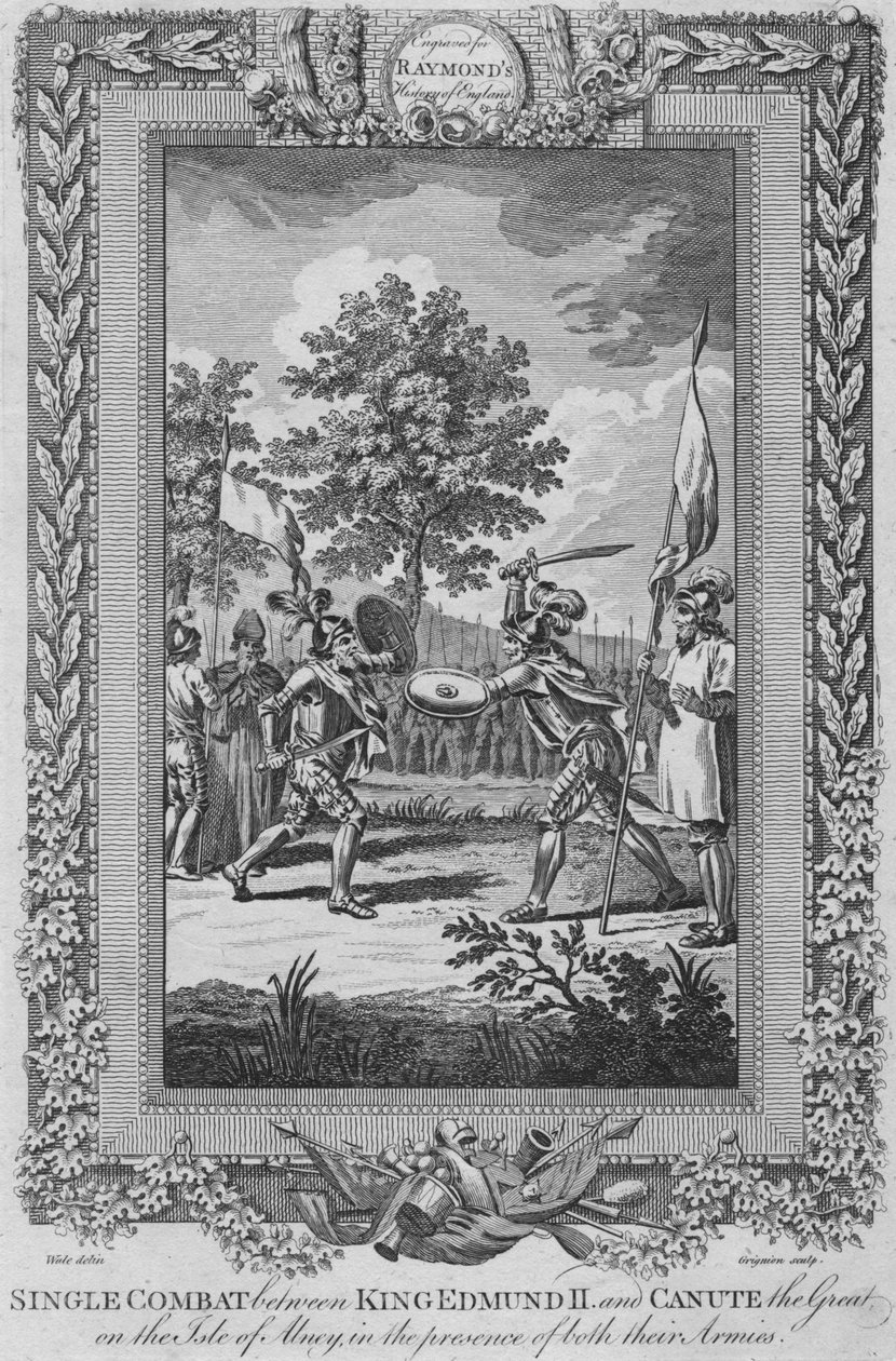 قتال واحد بين الملك إدموند الثاني وكانوت العظيم على جزيرة أبني ، 1787 بواسطة غير معروف