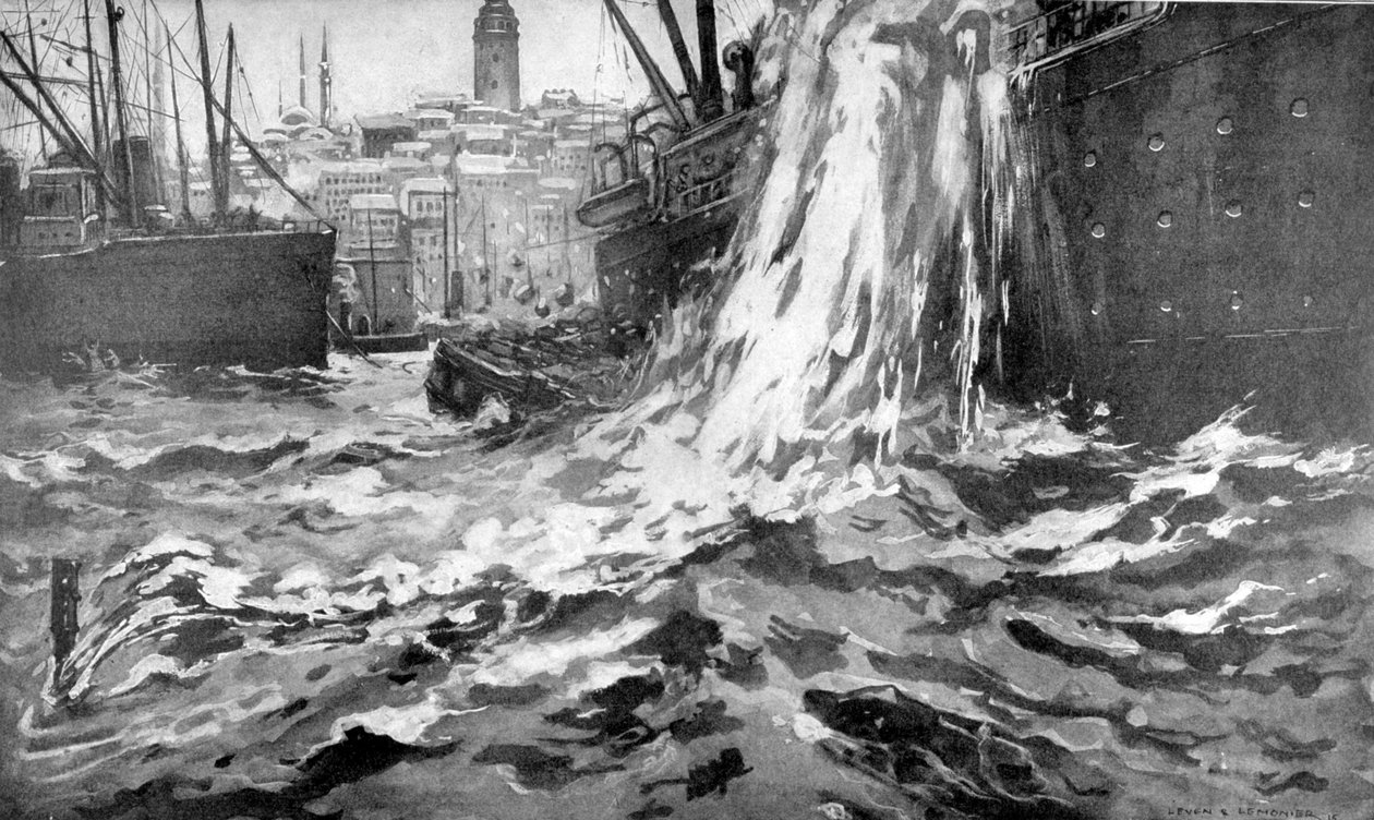 غرق السفينة التجارية ستامبول ، ميناء إسطنبول. 25 مايو 1915 بواسطة غير معروف