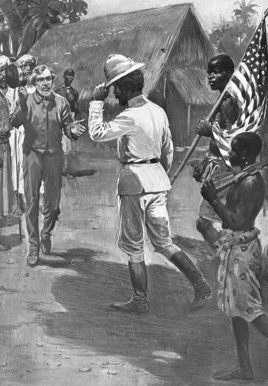 يلتقي السير هنري مورتون ستانلي مع ديفيد ليفينجستون ، إفريقيا ، 1871 بواسطة غير معروف