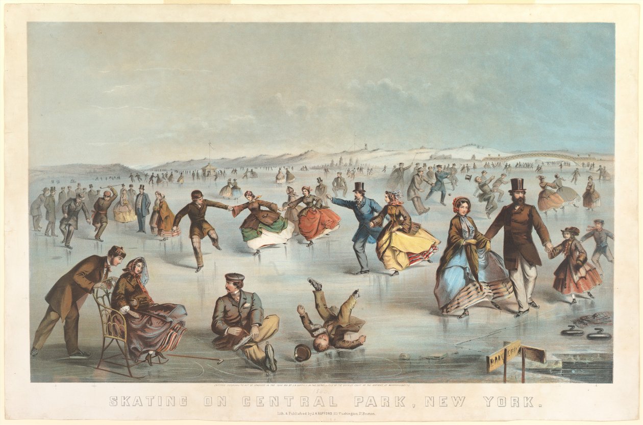 التزلج في سنترال بارك ، نيويورك ، 1861. بواسطة غير معروف