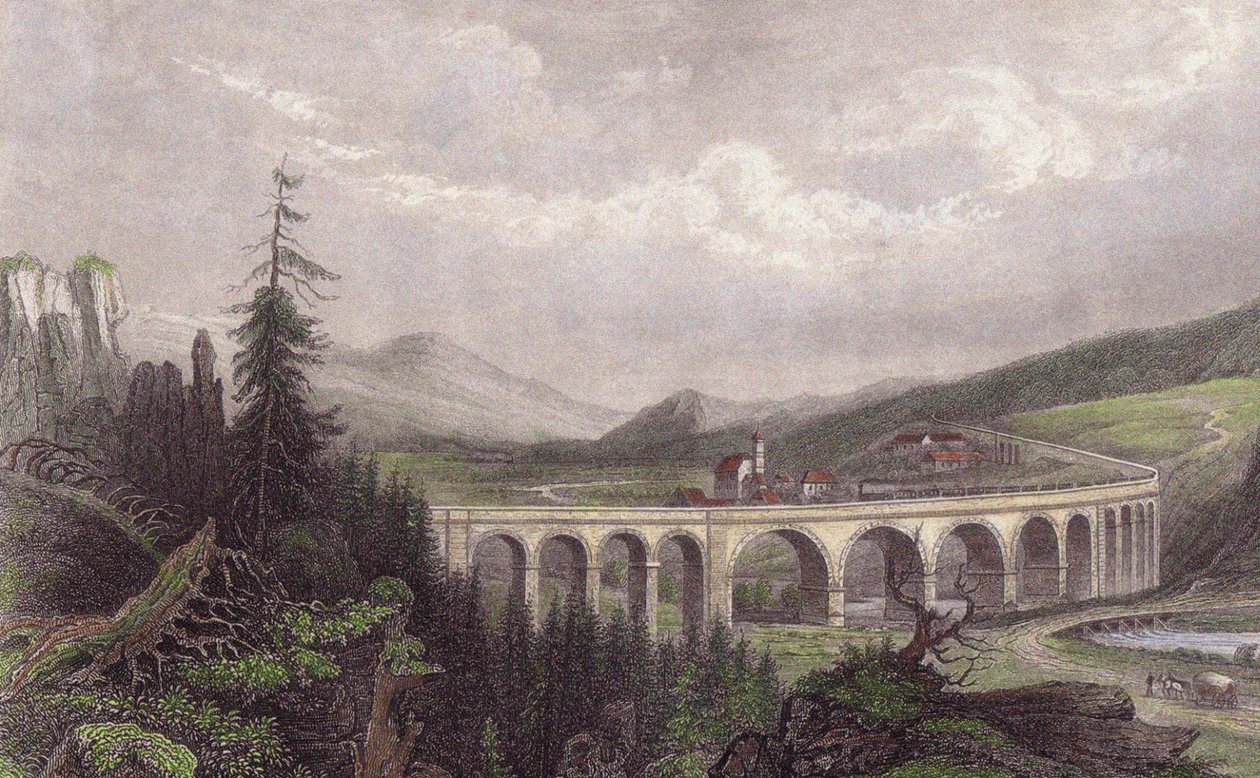 السكك الحديدية الجنوبية. الجسر Payerbach ، Semmering بواسطة غير معروف