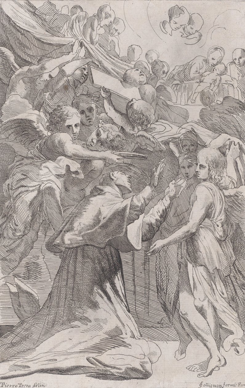 القديس كارلو بوروميو محاط بالملائكة ، 1650-70. بواسطة غير معروف