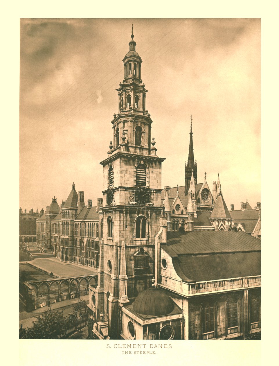 St Clement Danes ، The Steeple ، منتصف أواخر القرن التاسع عشر. بواسطة غير معروف
