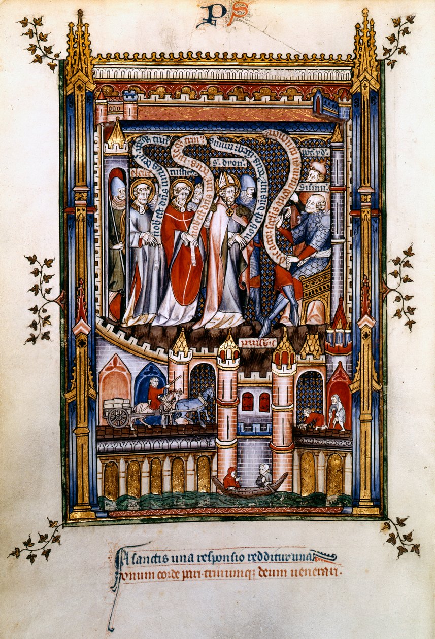 سانت دينيس ، St Rusticus و St Eleutherius قبل Sisinnius ، 1317 بواسطة غير معروف