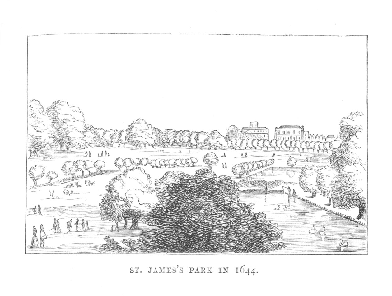 سانت جيمس بارك في 1644 ، c1870 بواسطة غير معروف