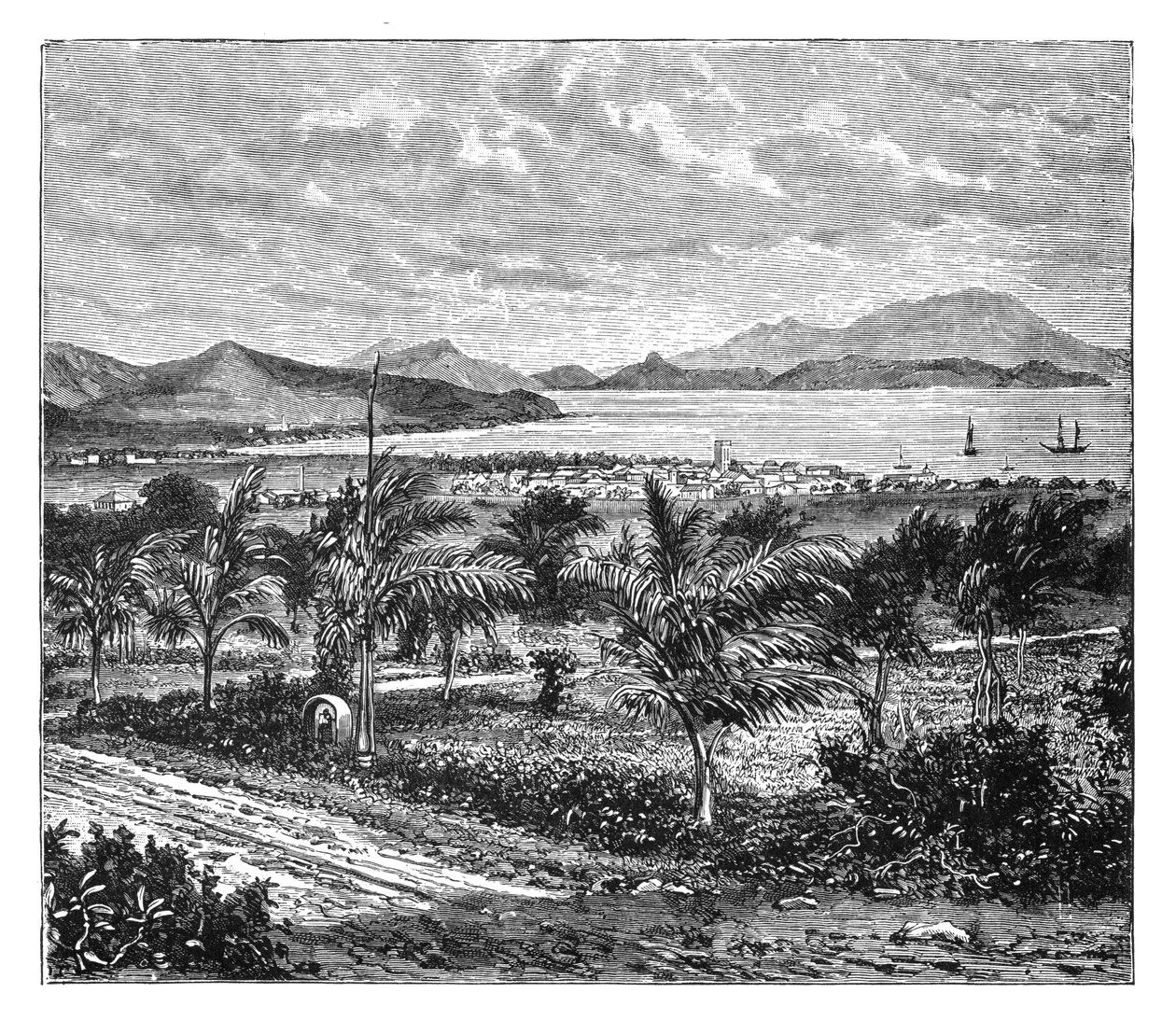 سانت كيتس ، منظر مأخوذ من نيفيس ، c1890 بواسطة غير معروف