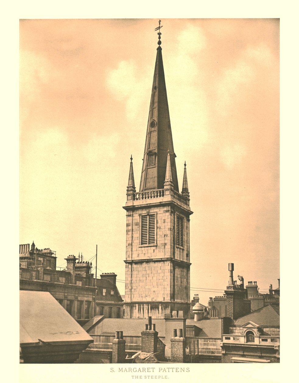 St Margaret Pattens ، The Steeple ، منتصف أواخر القرن التاسع عشر. بواسطة غير معروف