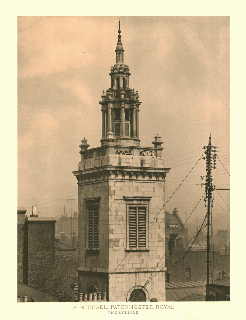 سانت مايكل ، Paternoster Royal ، The Steeple ، منتصف أواخر القرن التاسع عشر. بواسطة غير معروف