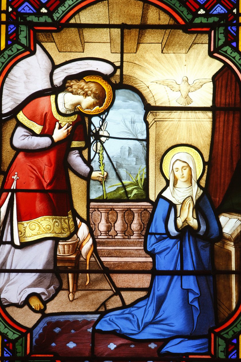 Stained glass : the Annunciation, Levallois-Perret, FRance بواسطة غير معروف