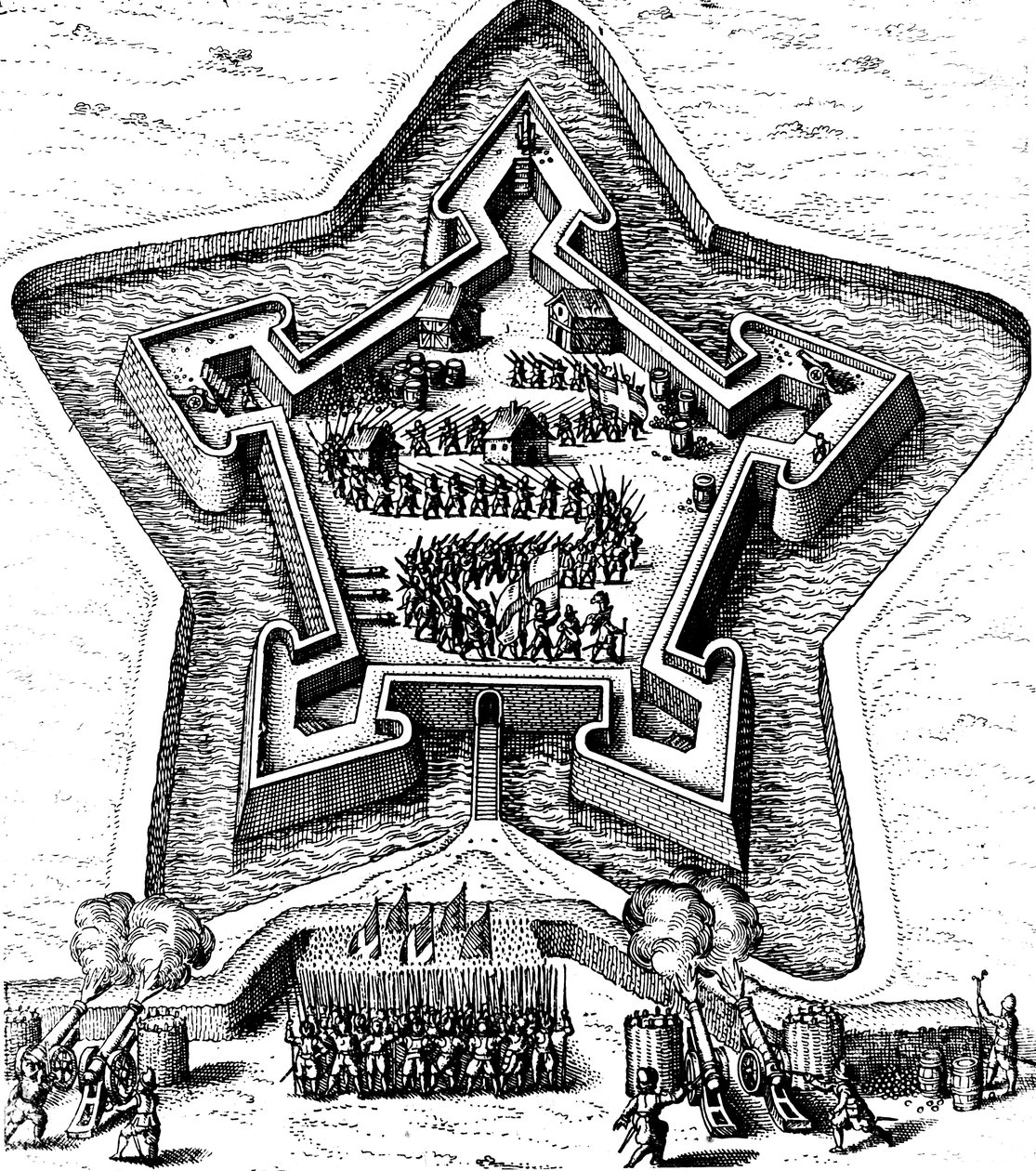 دافع حصن النجم عن طريق خندق خاضع للحصار ، 1617-1619 بواسطة غير معروف