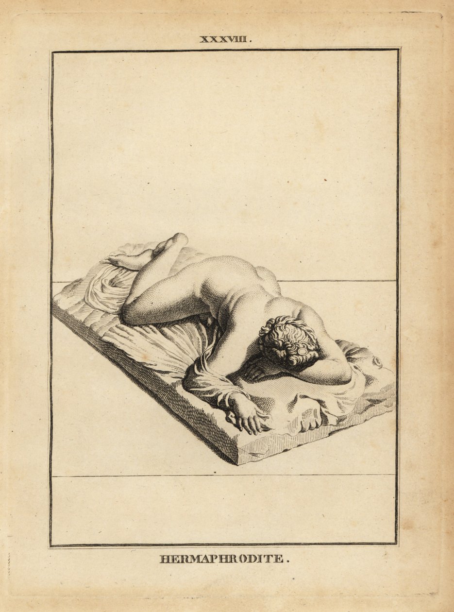تمثال Hermaphroditus ، إله الزيجات اليونانية ، androgyny ، والزواج ، والجنس ، منبطح على السرير بواسطة غير معروف